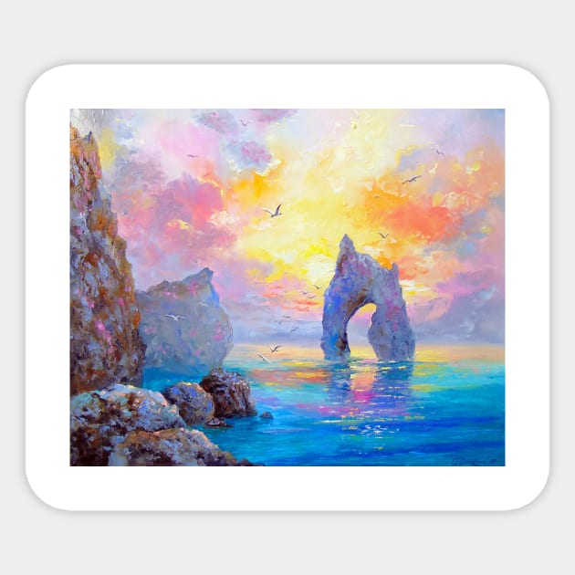 Dawn by the sea Sticker by OLHADARCHUKART